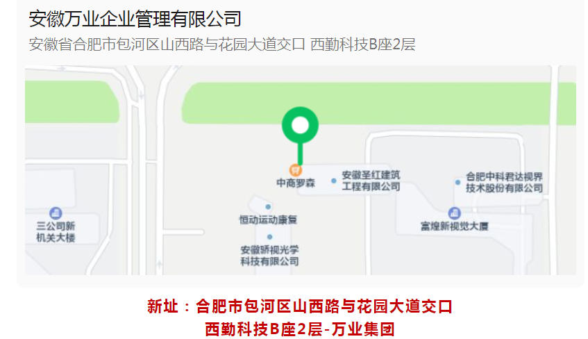 新址:合肥市包河區(qū)山西路與花園大道交口-西勤科技B座2層-萬業(yè)集團